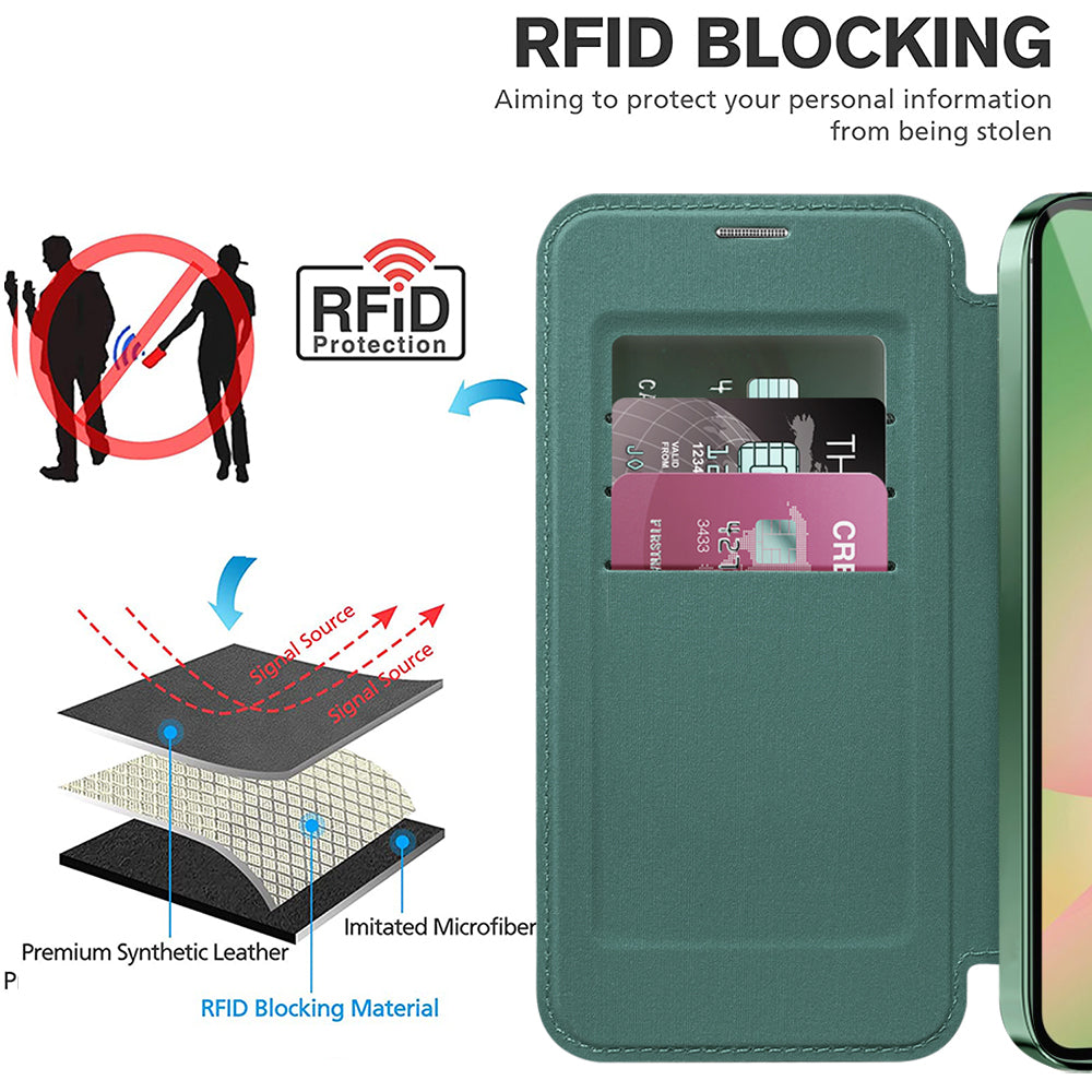 Custodia MagSafe per Samsung Galaxy A37 5G, Techsuit, SmartMag Book, Verde