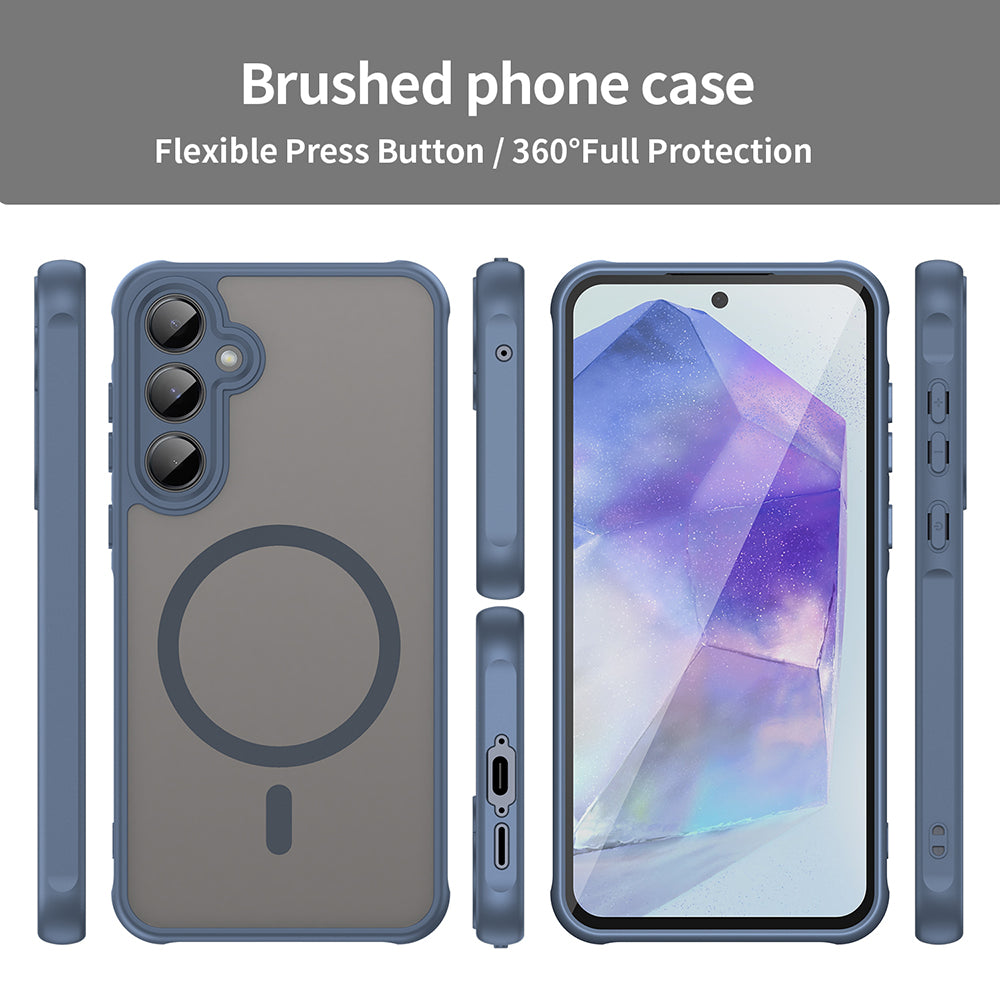 Custodia MagSafe per Samsung Galaxy A55 5G A556, Techsuit, HaloFrost II, Blu Navy