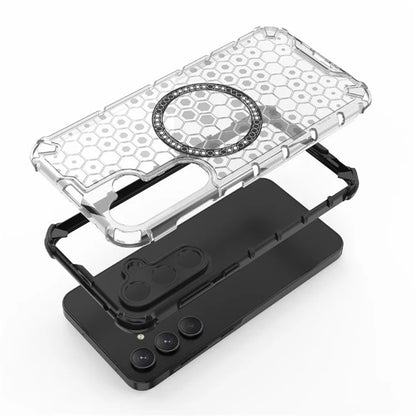 Custodia MagSafe per Samsung Galaxy A55 5G A556, Techsuit, HoneyComb Shield, Bianca