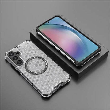 Custodia MagSafe per Samsung Galaxy A55 5G A556, Techsuit, HoneyComb Shield, Bianca