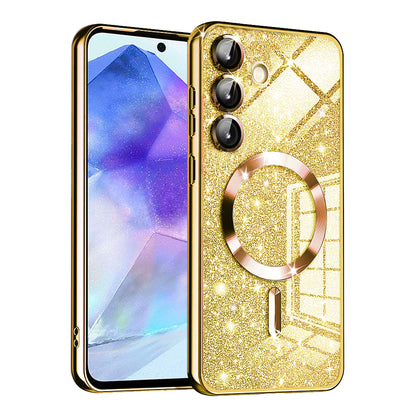 Custodia MagSafe per Samsung Galaxy A55 5G A556, Techsuit, Luxury Glitter, Dorata