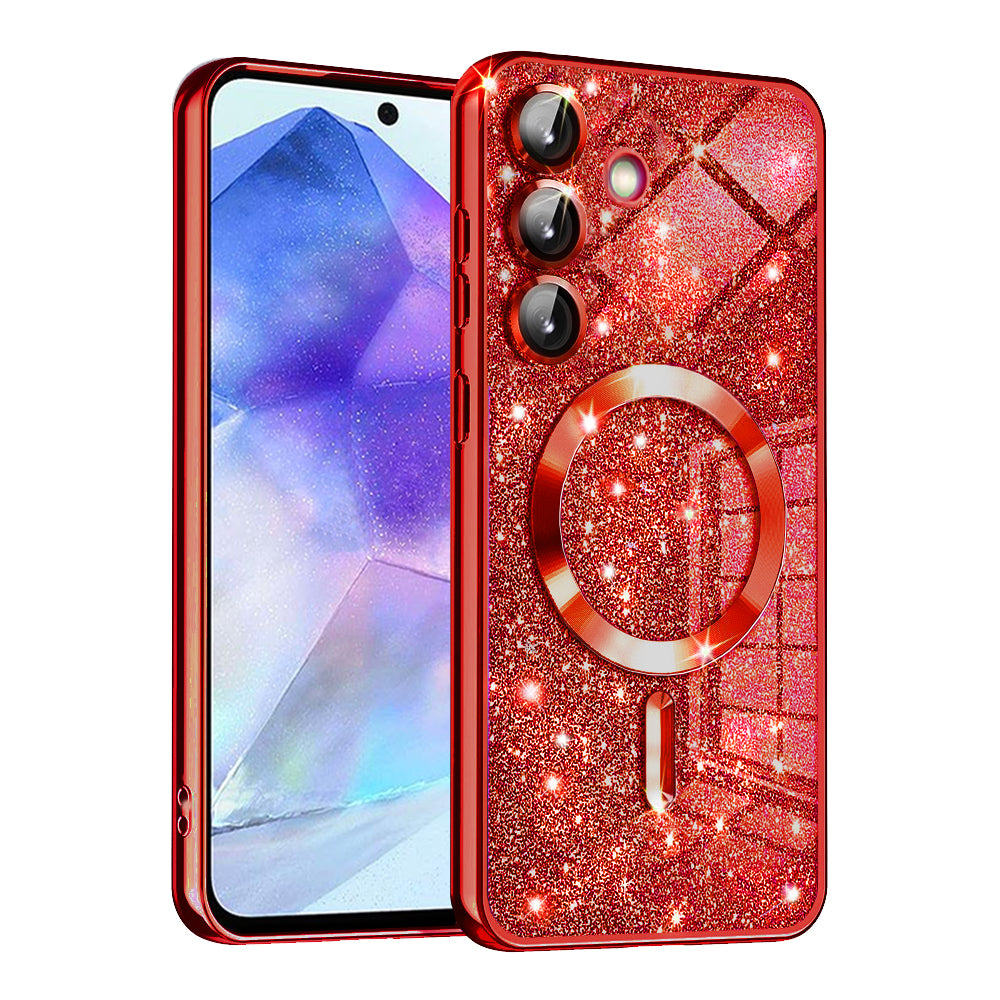 Custodia MagSafe per Samsung Galaxy A55 5G A556, Techsuit, Luxury Glitter, Rosa