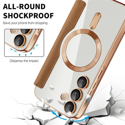 Custodia MagSafe per Samsung Galaxy A55 5G A556, Techsuit, SmartMag Book, Marrone
