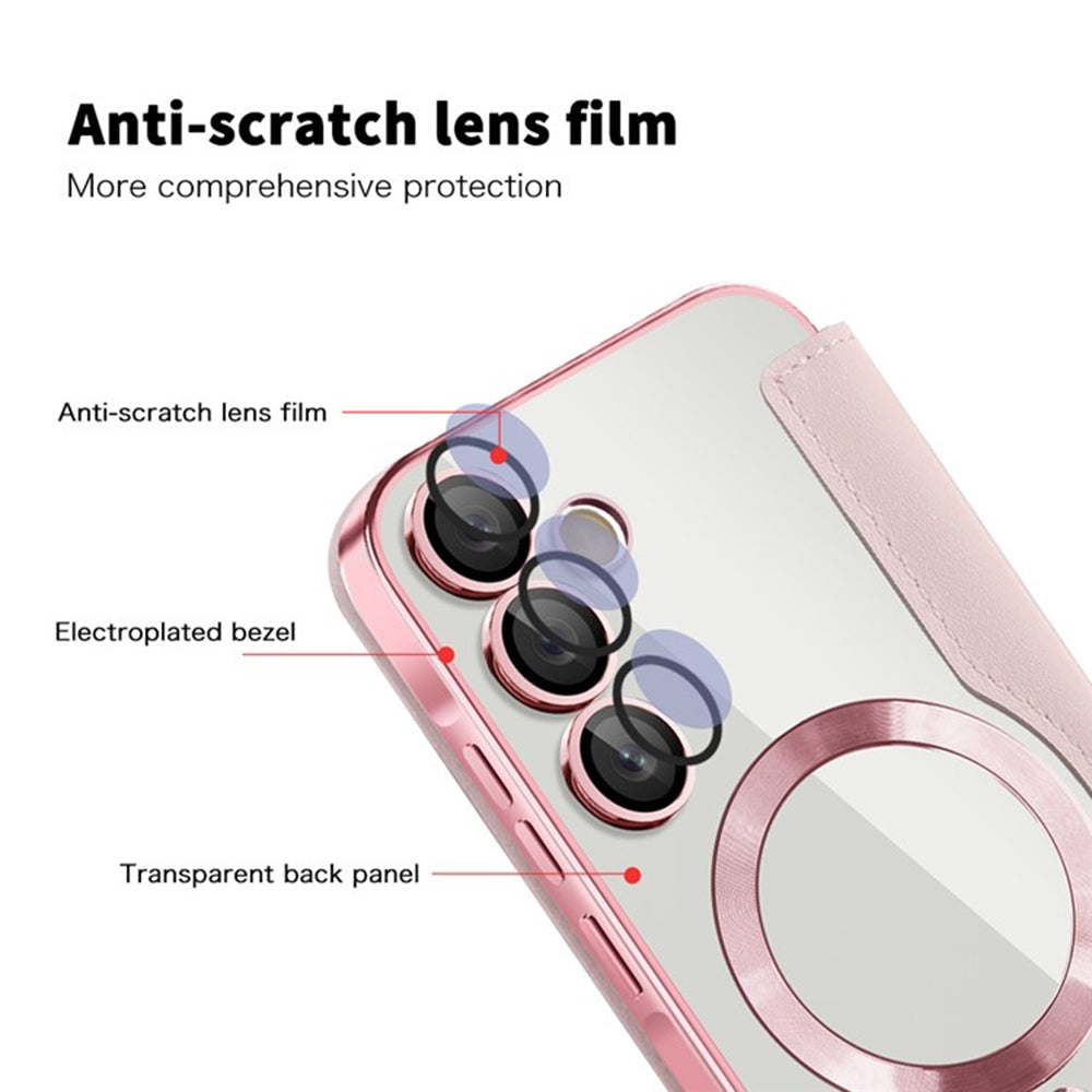 Custodia MagSafe per Samsung Galaxy A55 5G A556, Techsuit, SmartMag Book, Rosa