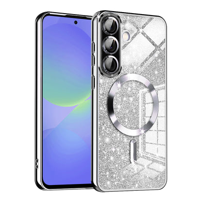 Custodia MagSafe per Samsung Galaxy A56 A566 / A36 A366, Techsuit, Luxury Glitter, Argento