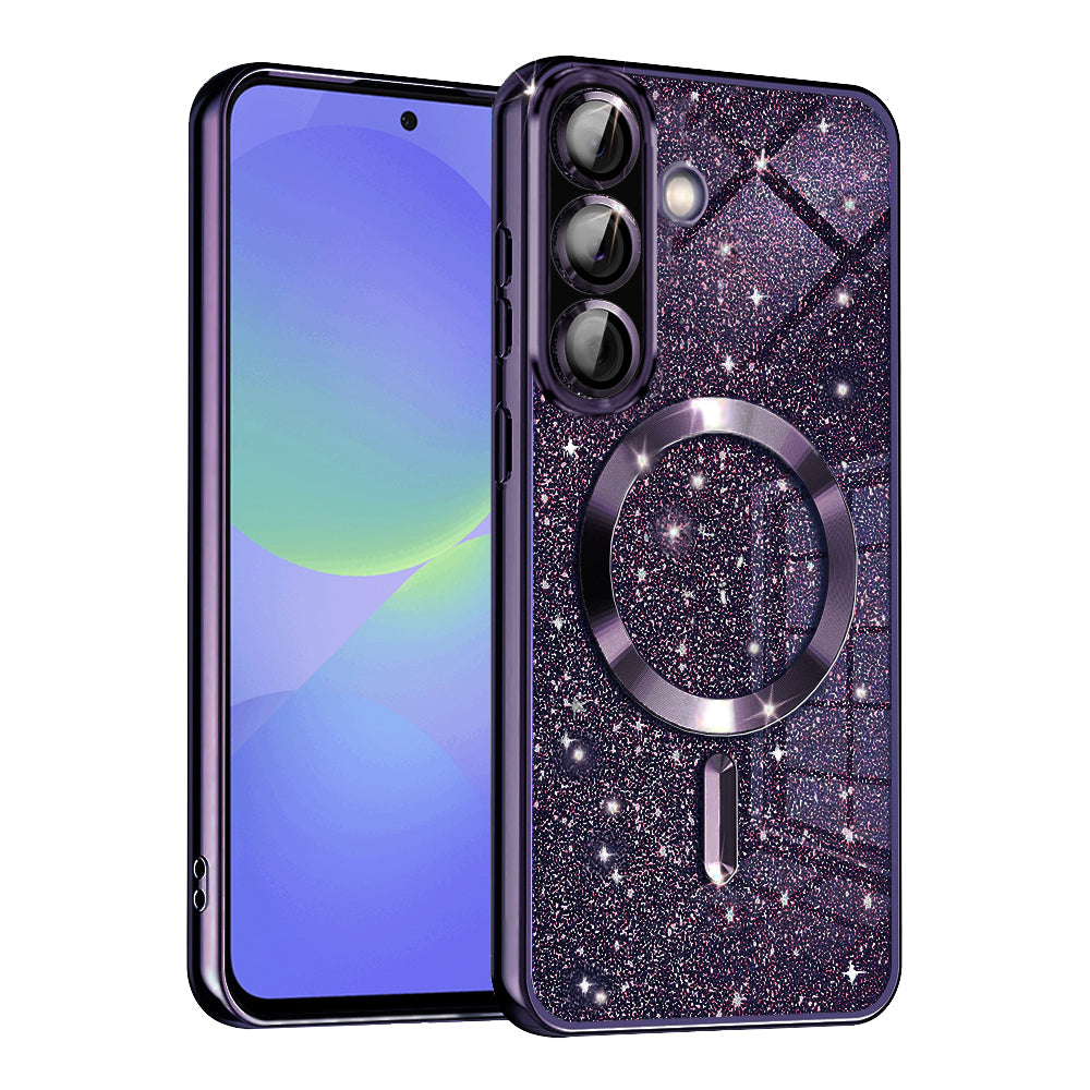 Custodia MagSafe per Samsung Galaxy A56 A566 / A36 A366, Techsuit, Luxury Glitter, Viola Scuro
