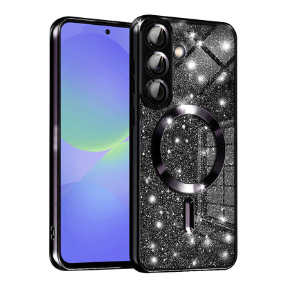 Custodia MagSafe per Samsung Galaxy A56 A566 / A36 A366, Techsuit, Luxury Glitter, Nera