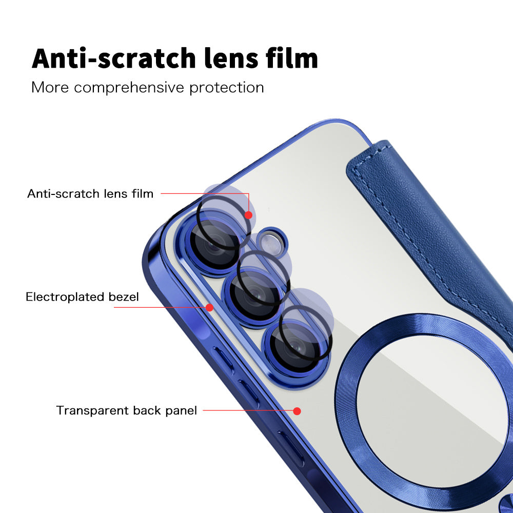 Custodia MagSafe per Samsung Galaxy A56 A566, Techsuit, SmartMag Book, Blu