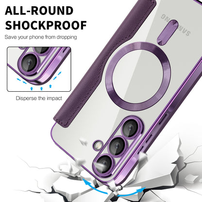 Custodia MagSafe per Samsung Galaxy A56 A566, Techsuit, SmartMag Book, Viola