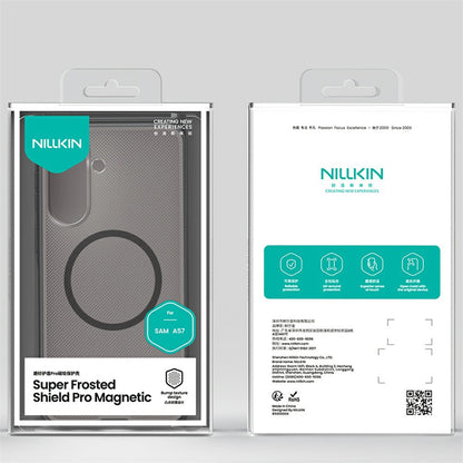 Custodia MagSafe per Samsung Galaxy A57 5G, Nillkin, Super Shield Pro, Nera Trasparente Satinata