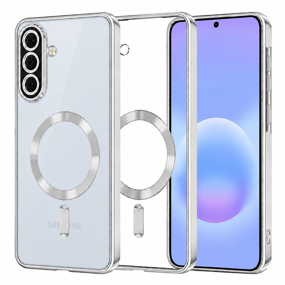 Custodia MagSafe per Samsung Galaxy A57 5G, Techsuit, Luxury Crystal, Argento