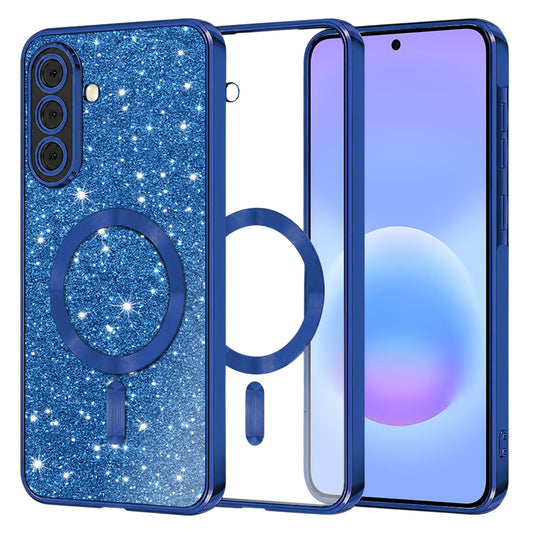 Custodia MagSafe per Samsung Galaxy A57 5G, Techsuit, Luxury Glitter, Blu Scuro