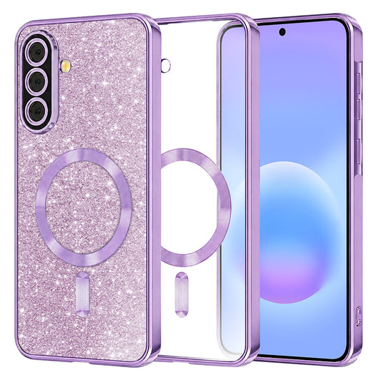 Custodia MagSafe per Samsung Galaxy A57 5G, Techsuit, Luxury Glitter, Viola Chiaro