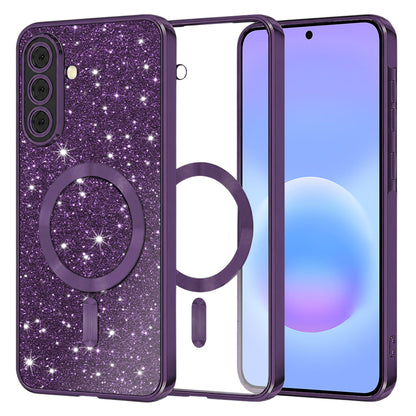 Custodia MagSafe per Samsung Galaxy A57 5G, Techsuit, Luxury Glitter, Viola Scuro
