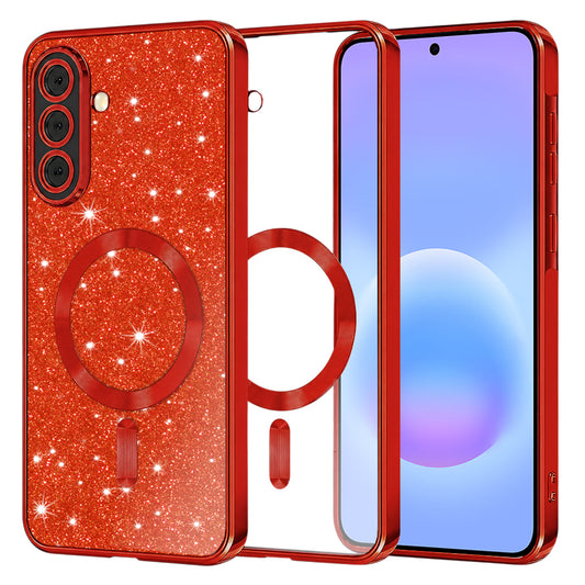 Custodia MagSafe per Samsung Galaxy A57 5G, Techsuit, Luxury Glitter, Rossa