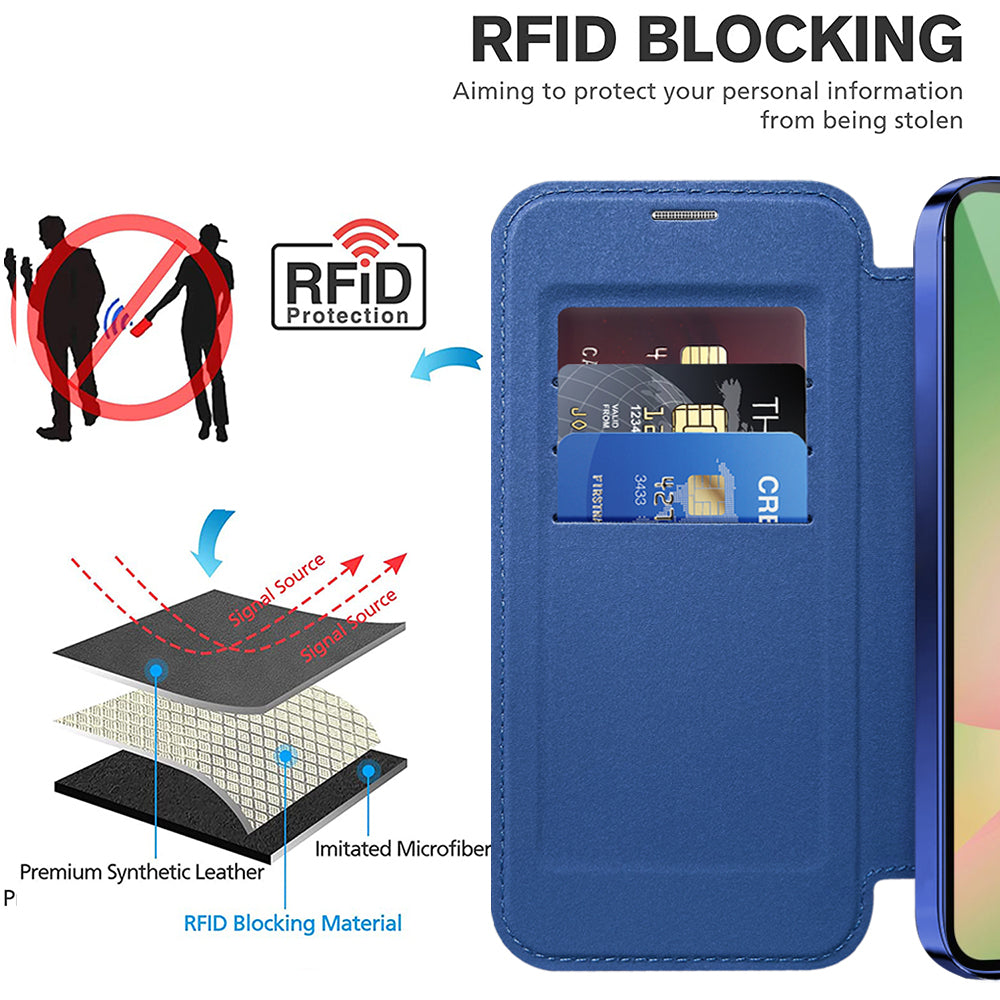 Custodia MagSafe per Samsung Galaxy A57 5G, Techsuit, SmartMag Book, Blu