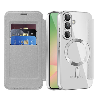 Custodia MagSafe per Samsung Galaxy A57 5G, Techsuit, SmartMag Book, Grigio