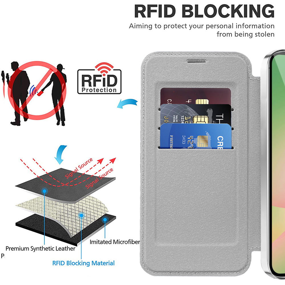 Custodia MagSafe per Samsung Galaxy A57 5G, Techsuit, SmartMag Book, Grigio