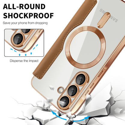 Custodia MagSafe per Samsung Galaxy A57 5G, Techsuit, SmartMag Book, Marrone