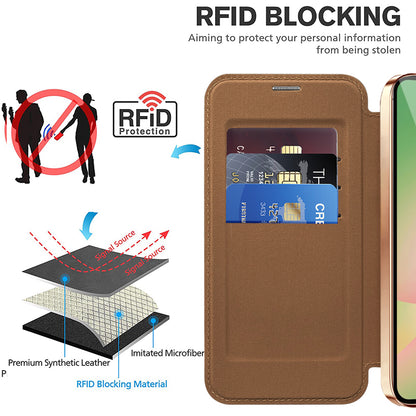 Custodia MagSafe per Samsung Galaxy A57 5G, Techsuit, SmartMag Book, Marrone