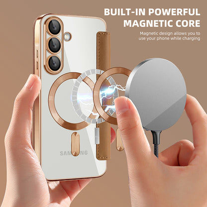 Custodia MagSafe per Samsung Galaxy A57 5G, Techsuit, SmartMag Book, Marrone