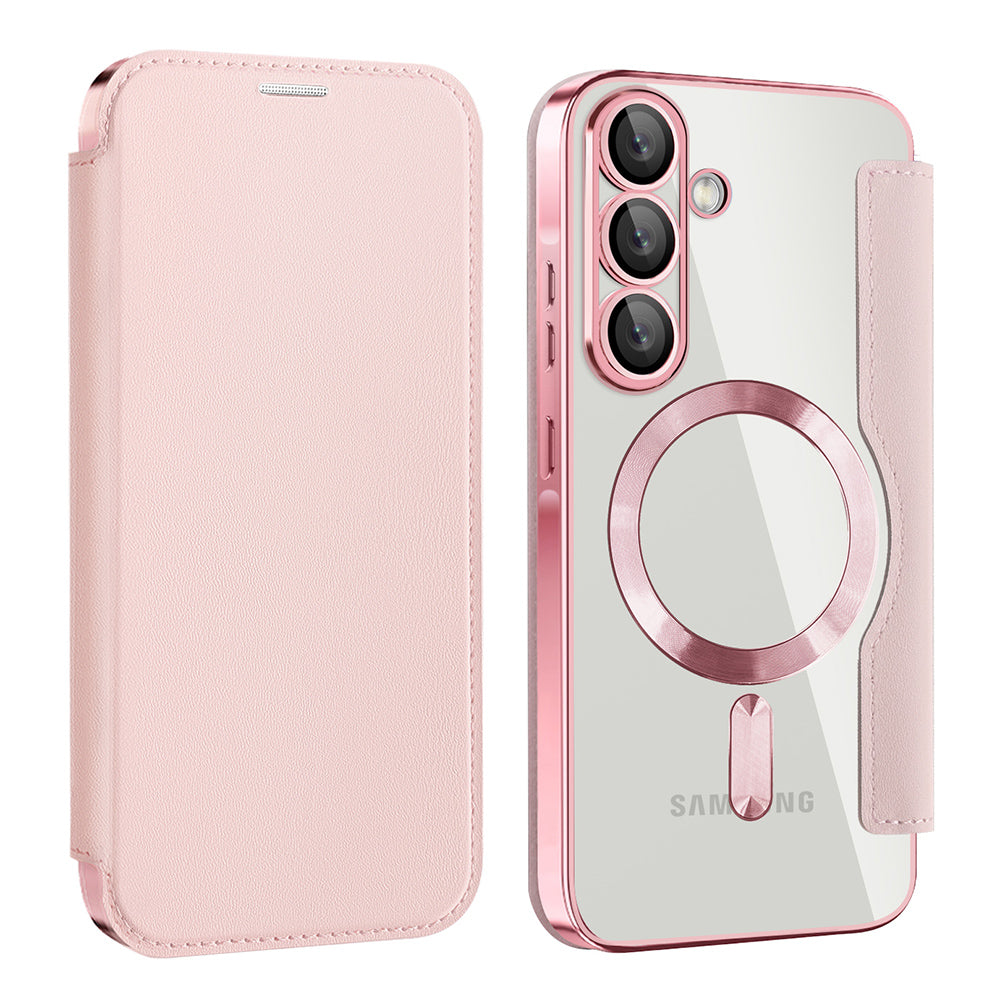 Custodia MagSafe per Samsung Galaxy A57 5G, Techsuit, SmartMag Book, Rosa