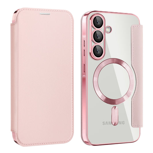Custodia MagSafe per Samsung Galaxy A57 5G, Techsuit, SmartMag Book, Rosa