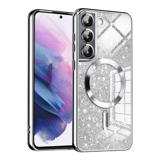 Custodia MagSafe per Samsung Galaxy S21 5G G991, Techsuit, Luxury Glitter, Argento