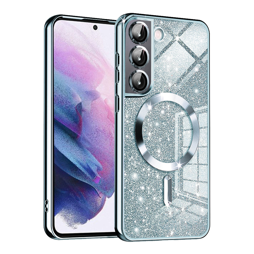 Custodia MagSafe per Samsung Galaxy S21 5G G991, Techsuit, Luxury Glitter, Blu