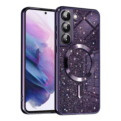 Custodia MagSafe per Samsung Galaxy S21 FE 5G G990, Techsuit, Luxury Glitter, Viola Scuro