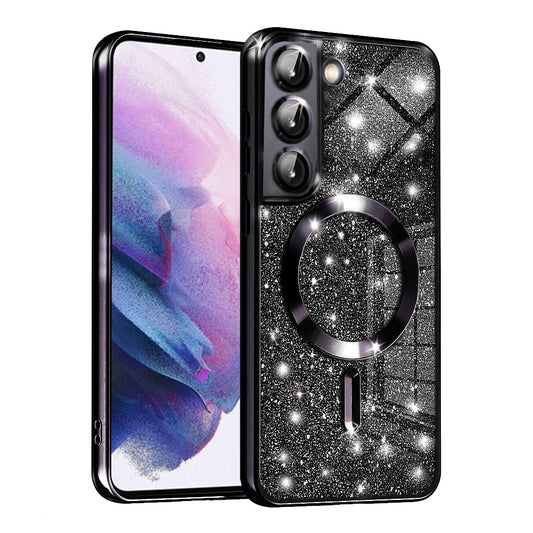 Custodia MagSafe per Samsung Galaxy S21 FE 5G G990, Techsuit, Luxury Glitter, Nera
