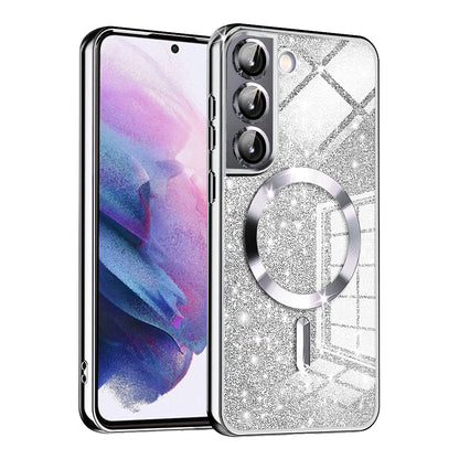 Custodia MagSafe per Samsung Galaxy S22 5G S901, Techsuit, Luxury Glitter, Argento