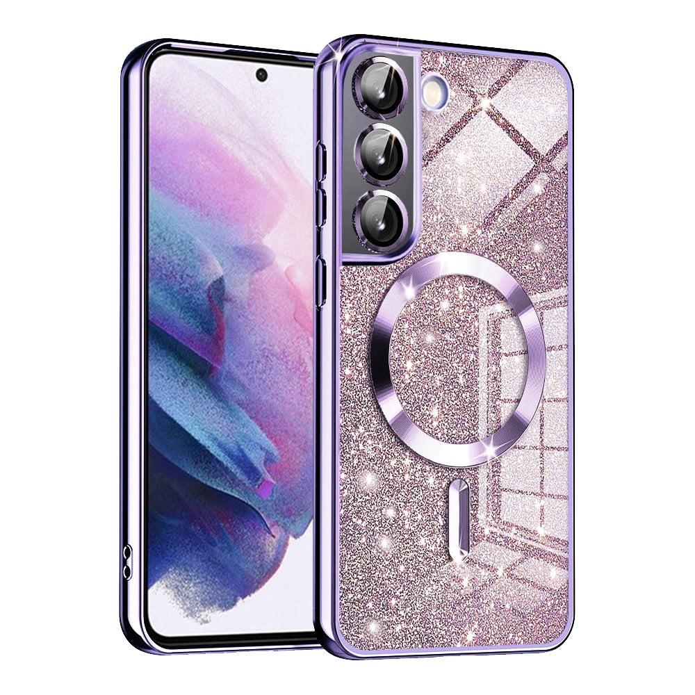 Custodia MagSafe per Samsung Galaxy S22 5G S901, Techsuit, Luxury Glitter, Viola Chiaro