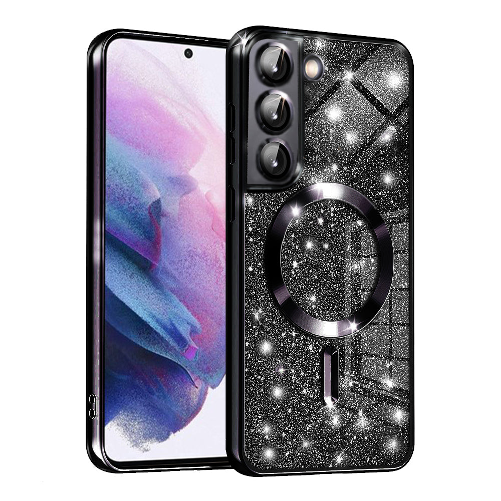 Custodia MagSafe per Samsung Galaxy S22 5G S901, Techsuit, Luxury Glitter, Nera
