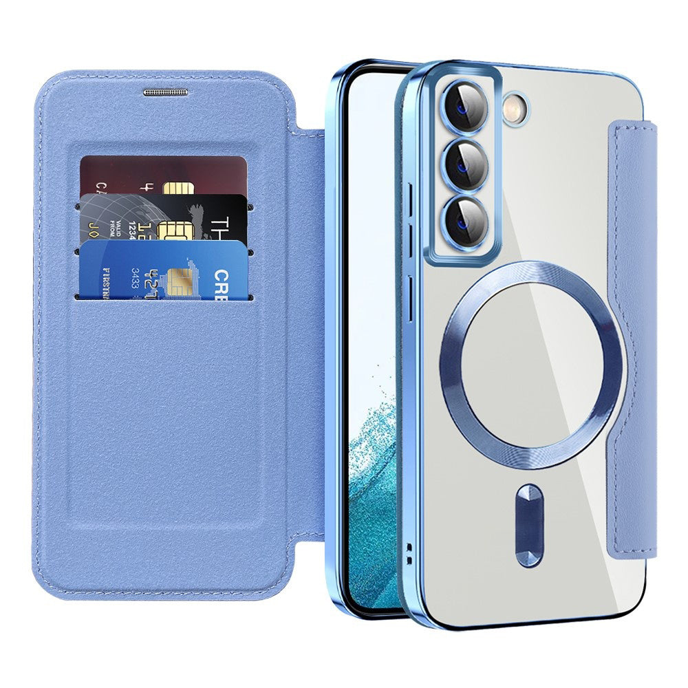 Custodia MagSafe per Samsung Galaxy S22 5G S901, Techsuit, SmartMag Book, Blu