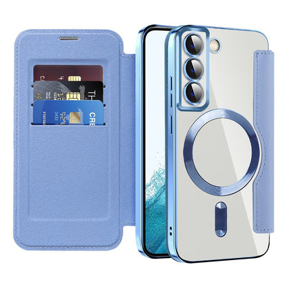 Custodia MagSafe per Samsung Galaxy S22 5G S901, Techsuit, SmartMag Book, Blu