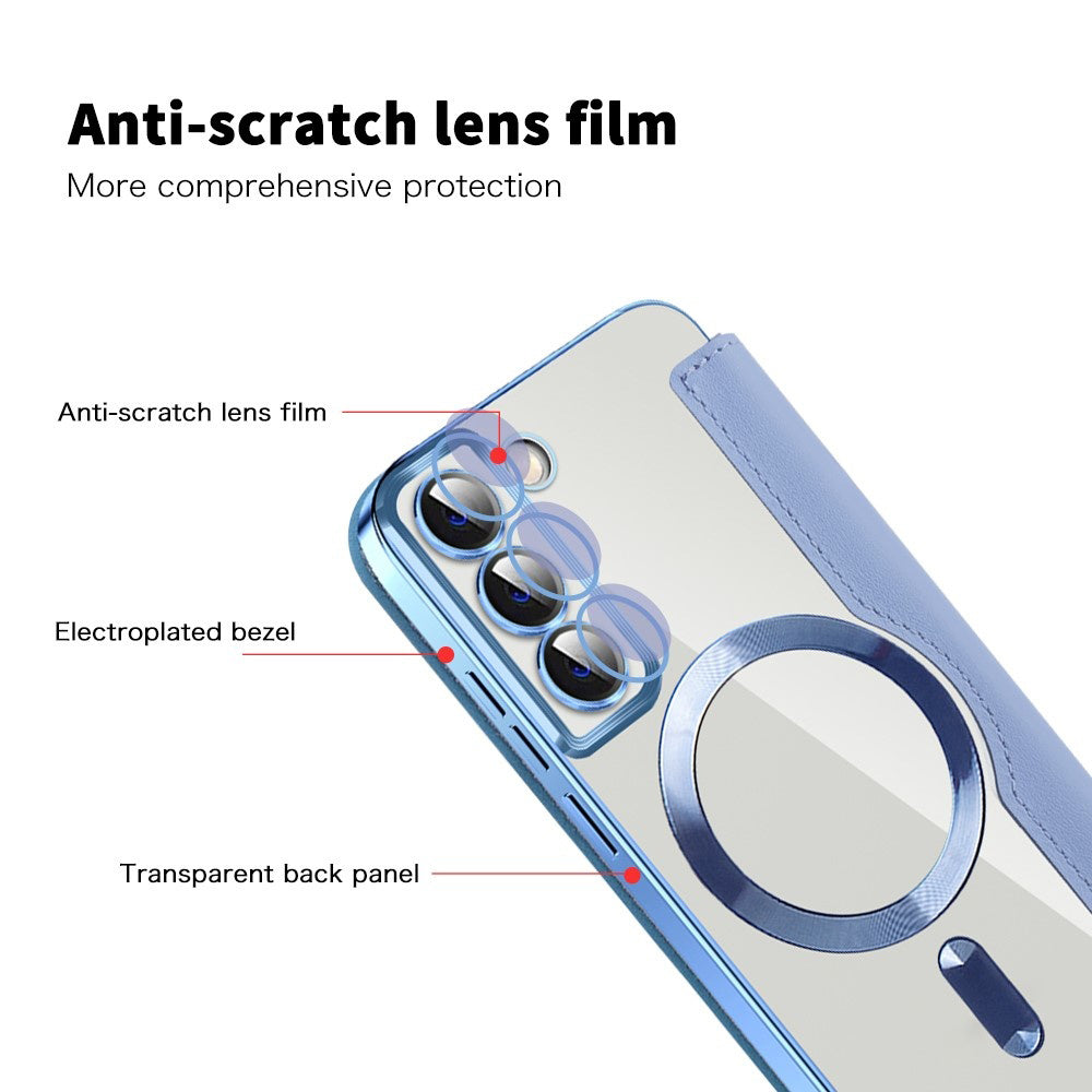 Custodia MagSafe per Samsung Galaxy S22 5G S901, Techsuit, SmartMag Book, Blu
