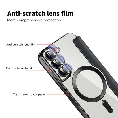 Custodia MagSafe per Samsung Galaxy S22 5G S901, Techsuit, SmartMag Book, Nera