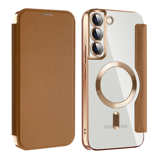 Custodia MagSafe per Samsung Galaxy S22+ 5G S906, Techsuit, SmartMag Book, Marrone