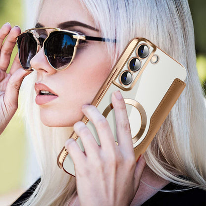 Custodia MagSafe per Samsung Galaxy S22+ 5G S906, Techsuit, SmartMag Book, Marrone