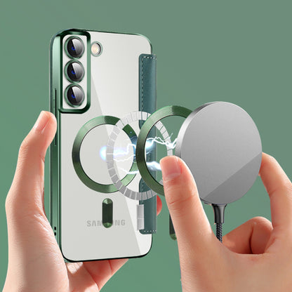 Custodia MagSafe per Samsung Galaxy S22+ 5G S906, Techsuit, SmartMag Book, Verde