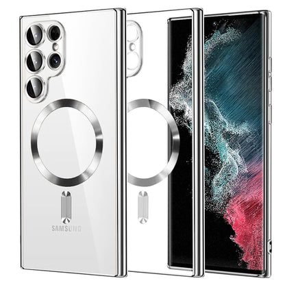 Custodia MagSafe per Samsung Galaxy S22 Ultra 5G S908, Techsuit, Luxury Crystal, Argento