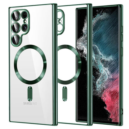 Custodia MagSafe per Samsung Galaxy S22 Ultra 5G S908, Techsuit, Luxury Crystal, Verde Scuro