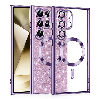 Custodia MagSafe per Samsung Galaxy S22 Ultra 5G S908, Techsuit, Luxury Glitter, Viola Chiaro