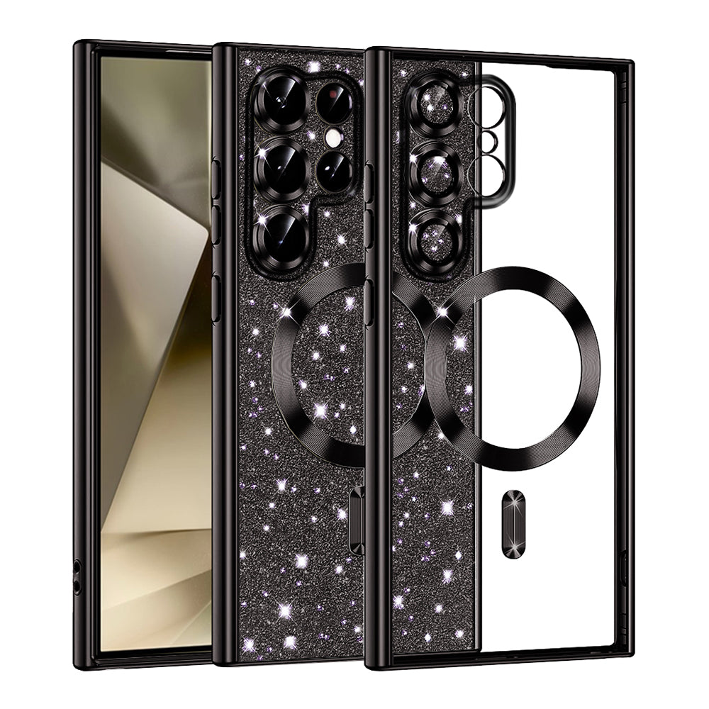 MagSafe Case for Samsung Galaxy S22 Ultra 5G S908, Techsuit, Luxury Glitter, Black
