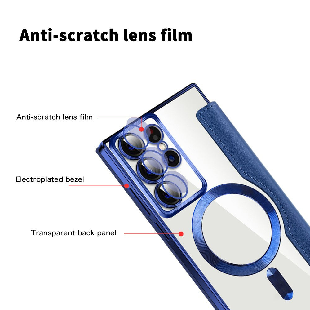 Custodia MagSafe per Samsung Galaxy S22 Ultra 5G S908, Techsuit, SmartMag Book, Blu
