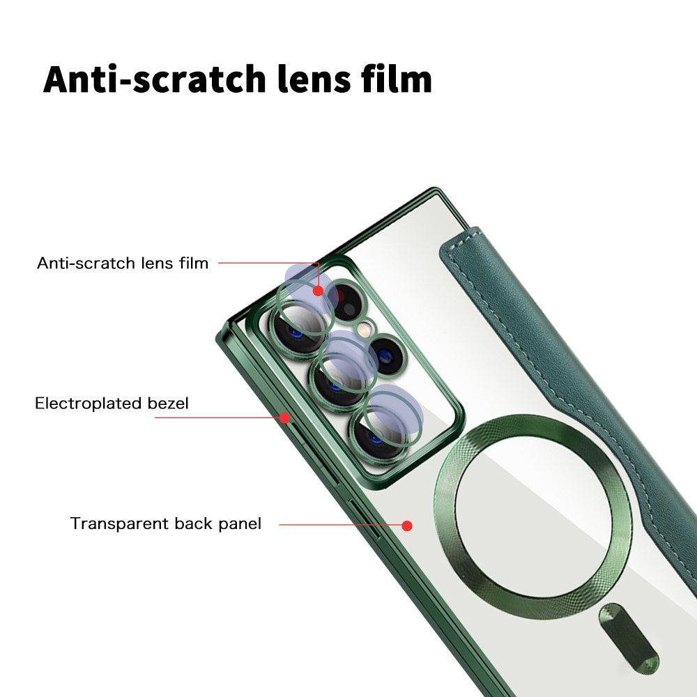 Custodia MagSafe per Samsung Galaxy S22 Ultra 5G S908, Techsuit, SmartMag Book, Verde