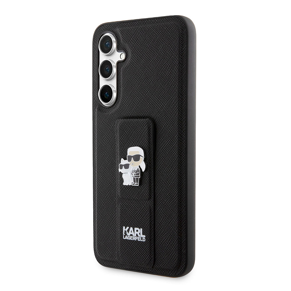 Custodia MagSafe per Samsung Galaxy S23 FE S711, Karl Lagerfeld, Saffiano Gripstand Karl & Choupette, Blu