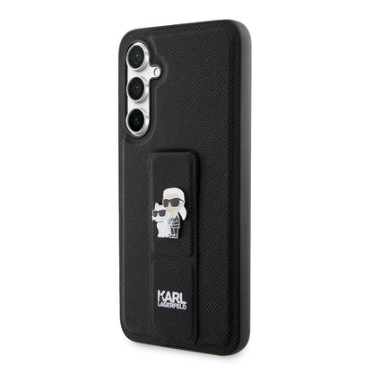 Custodia MagSafe per Samsung Galaxy S23 FE S711, Karl Lagerfeld, Saffiano Gripstand Karl & Choupette, Blu