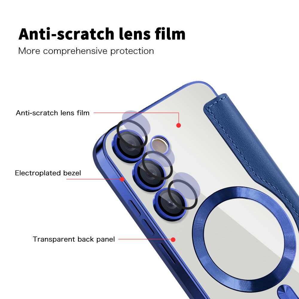 Custodia MagSafe per Samsung Galaxy S23 FE S711, Techsuit, SmartMag Book, Blu